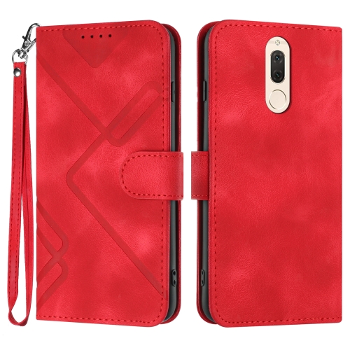 

For Huawei Mate 10 Lite/Maimang 6 Line Pattern Skin Feel Leather Phone Case(Red)