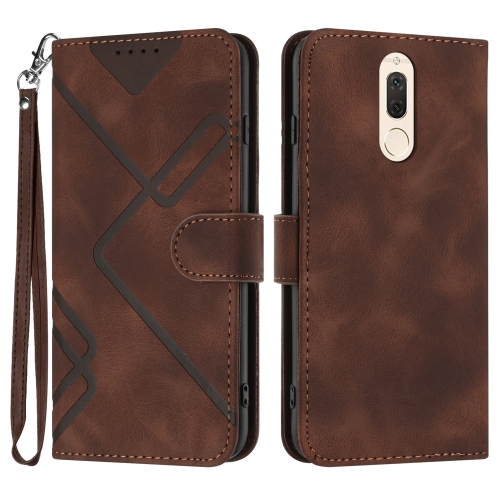 

For Huawei Mate 10 Lite/Maimang 6 Line Pattern Skin Feel Leather Phone Case(Coffee)