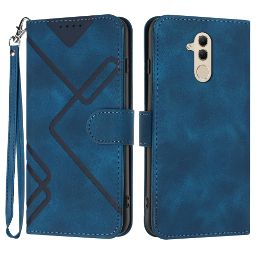 

For Huawei Mate 20 lite/Maimang 7 Line Pattern Skin Feel Leather Phone Case(Royal Blue)