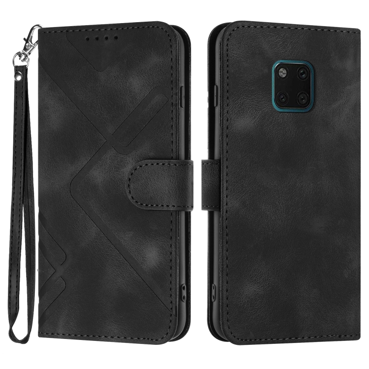 

For Huawei Mate 20 Pro Line Pattern Skin Feel Leather Phone Case(Black)