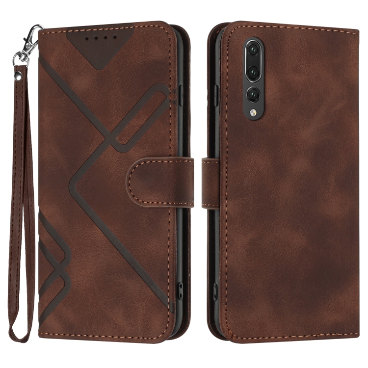 

For Huawei P20 Pro Line Pattern Skin Feel Leather Phone Case(Coffee)