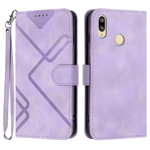 

For Huawei Y6 2019 Line Pattern Skin Feel Leather Phone Case(Light Purple)