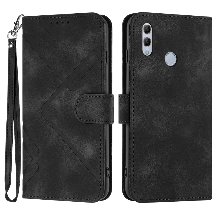 

For Huawei P smart 2019/nova lite 3 Line Pattern Skin Feel Leather Phone Case(Black)