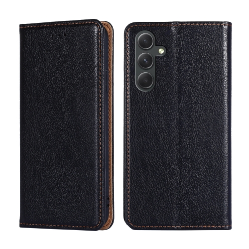 

For Samsung Galaxy A54 5G Gloss Oil Solid Color Magnetic Leather Phone Case(Black)