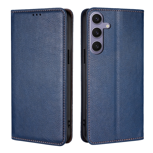 

For Samsung Galaxy S24+ 5G Gloss Oil Solid Color Magnetic Leather Phone Case(Blue)