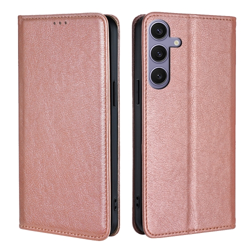 

For Samsung Galaxy S24+ 5G Gloss Oil Solid Color Magnetic Leather Phone Case(Rose Gold)