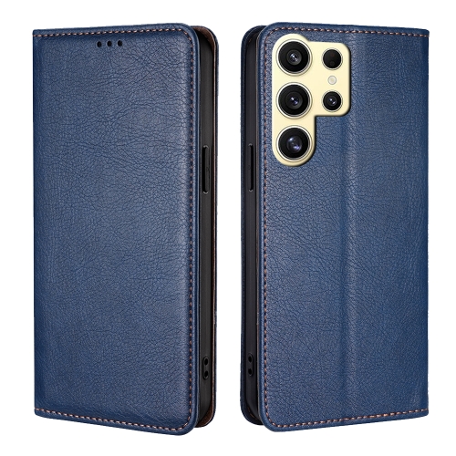 For Samsung Galaxy S24 Ultra 5G Gloss Oil Solid Color Magnetic Leather Phone Case(Blue) for xiaomi 13 diamond lattice vertical flip leather phone case blue