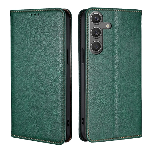 For Samsung Galaxy S24 5G Gloss Oil Solid Color Magnetic Leather Phone Case(Green)
