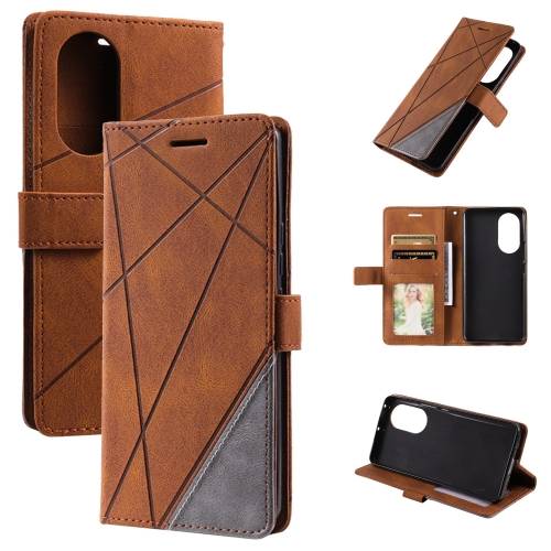 

For OPPO A17 4G Skin Feel Splicing Horizontal Flip Leather Phone Case(Brown)