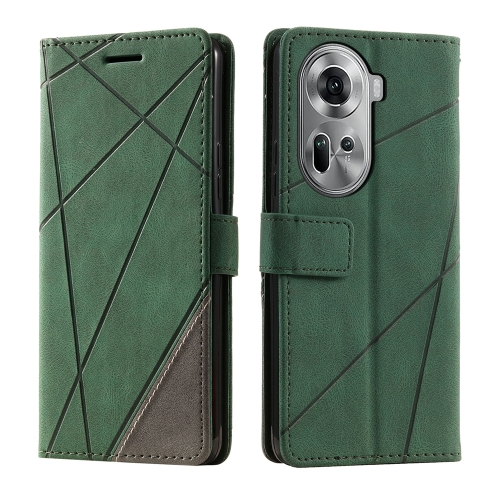 

For OPPO Reno11 Pro Global Skin Feel Splicing Leather Phone Case(Green)