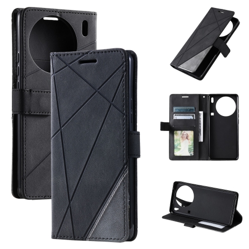 

For vivo X90 5G Skin Feel Splicing Horizontal Flip Leather Phone Case(Black)