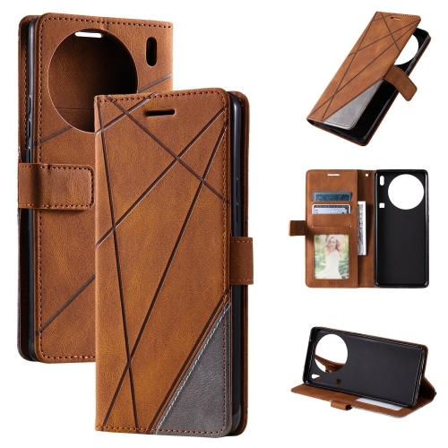 

For vivo X90 5G Skin Feel Splicing Horizontal Flip Leather Phone Case(Brown)
