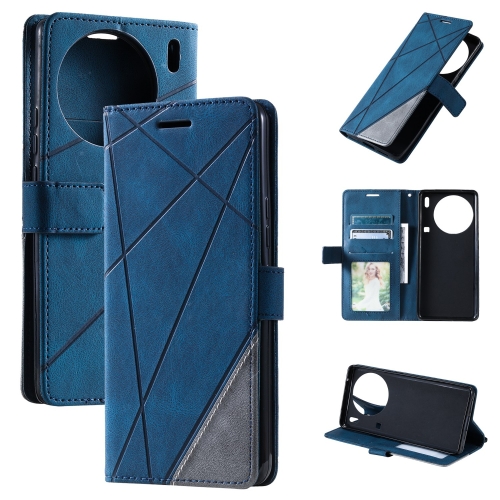 

For vivo X90 Pro 5G Skin Feel Splicing Horizontal Flip Leather Phone Case(Blue)