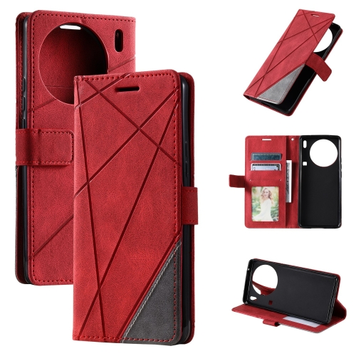 

For vivo X90 Pro 5G Skin Feel Splicing Horizontal Flip Leather Phone Case(Red)