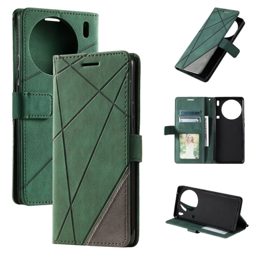 

For vivo X90 Pro 5G Skin Feel Splicing Horizontal Flip Leather Phone Case(Green)
