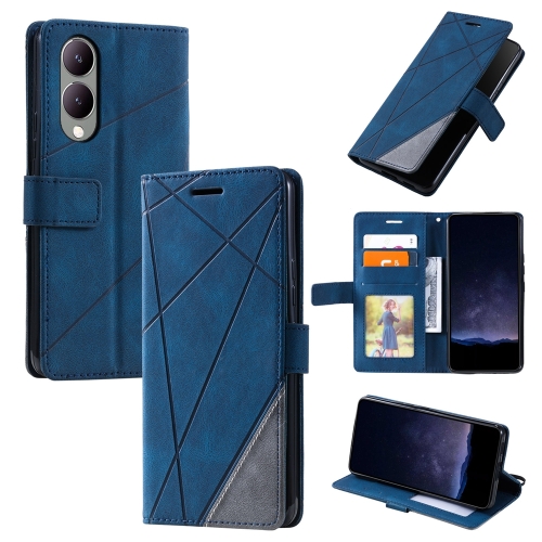 

For vivo Y17s Skin Feel Splicing Horizontal Flip Leather Phone Case(Blue)