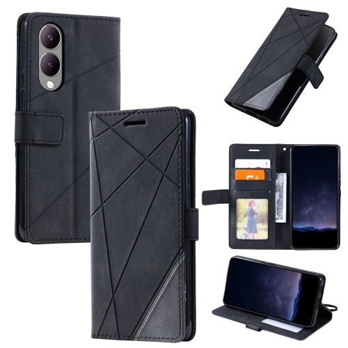 

For vivo Y17s Skin Feel Splicing Horizontal Flip Leather Phone Case(Black)