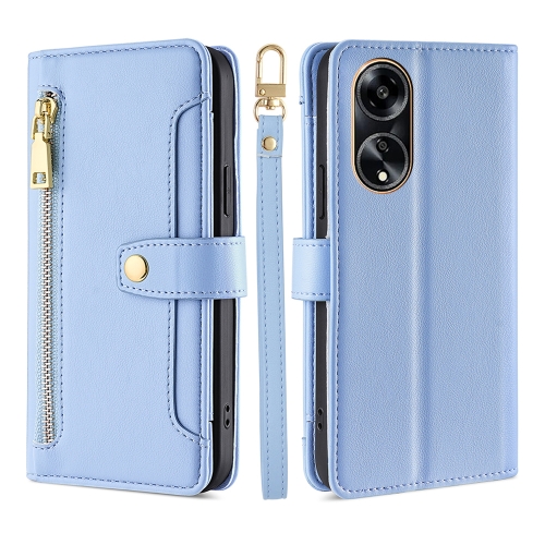 

For OPPO A1 5G Sheep Texture Cross-body Zipper Wallet Leather Phone Case(Blue)