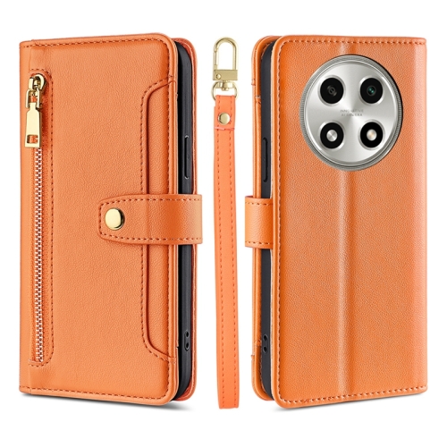 

For OPPO A2 Pro 5G Sheep Texture Cross-body Zipper Wallet Leather Phone Case(Orange)