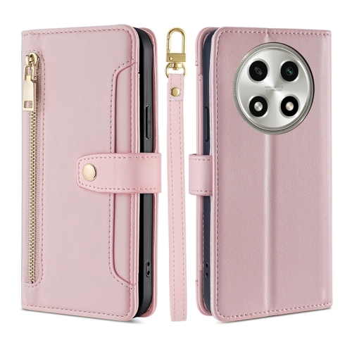 

For OPPO A2 Pro 5G Lite Sheep Texture Cross-body Zipper Wallet Leather Phone Case(Pink)