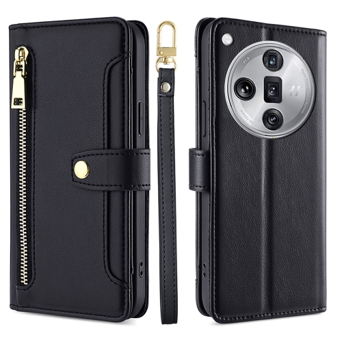 

For OPPO Find X7 Ultra 5G Sheep Texture Cross-body Zipper Wallet Leather Phone Case(Black)