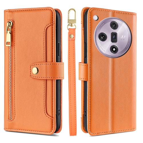 

For OPPO Find X7 5G Sheep Texture Cross-body Zipper Wallet Leather Phone Case(Orange)