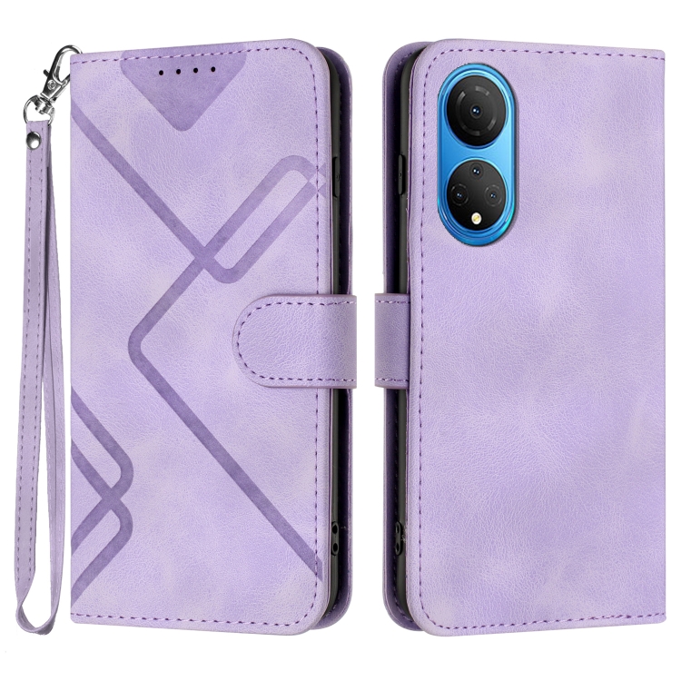 

For Honor X7 4G/Play 30 Plus Line Pattern Skin Feel Leather Phone Case(Light Purple)