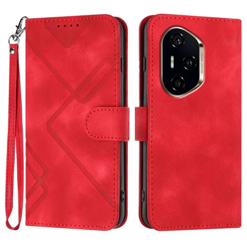 

For Honor 300 Pro / Honor 300 Ultra Line Pattern Skin Feel Leather Phone Case(Red)