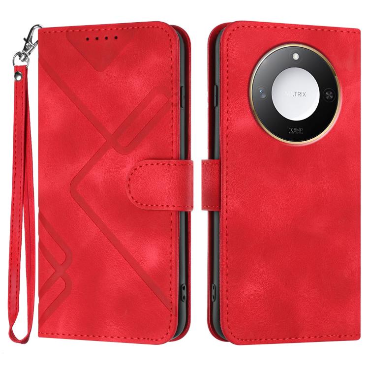 

For Honor X60 / X9c Smart Line Pattern Skin Feel Leather Phone Case(Red)