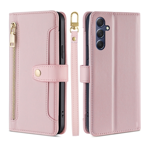 

For Samsung Galaxy M54 5G Sheep Texture Cross-body Zipper Wallet Leather Phone Case(Pink)