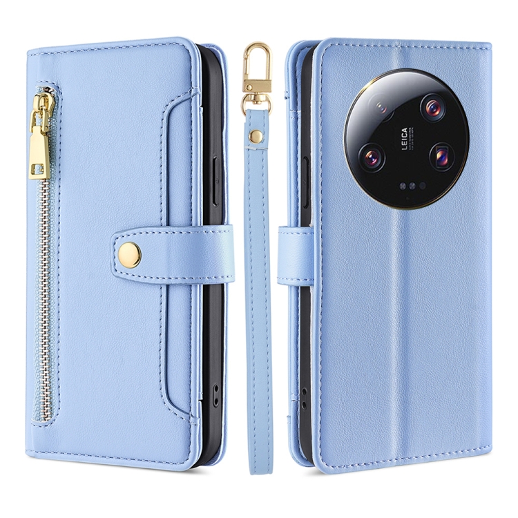 

For Xiaomi 13 Ultra 5G Sheep Texture Cross-body Zipper Wallet Leather Phone Case(Blue)