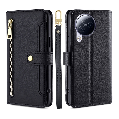 

For Xiaomi Civi 3 5G Sheep Texture Cross-body Zipper Wallet Leather Phone Case(Black)