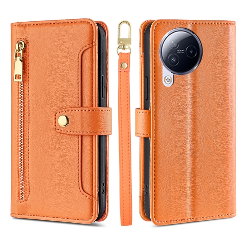 

For Xiaomi Civi 3 5G Sheep Texture Cross-body Zipper Wallet Leather Phone Case(Orange)