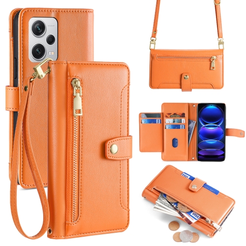 

For Xiaomi Redmi Note 12 Pro+ Sheep Texture Cross-body Zipper Wallet Leather Phone Case(Orange)