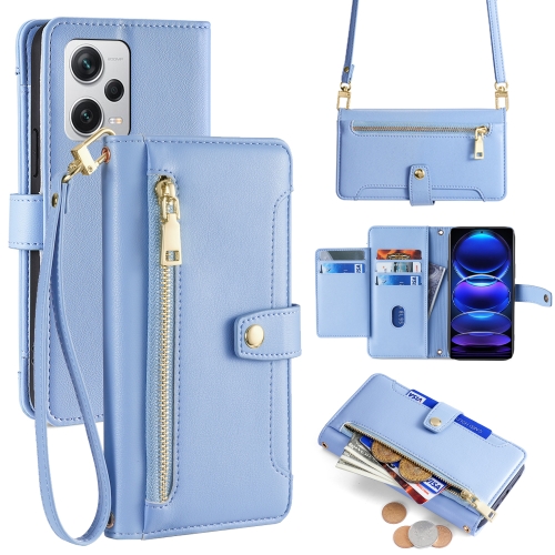 

For Xiaomi Redmi Note 12 Pro+ Sheep Texture Cross-body Zipper Wallet Leather Phone Case(Blue)