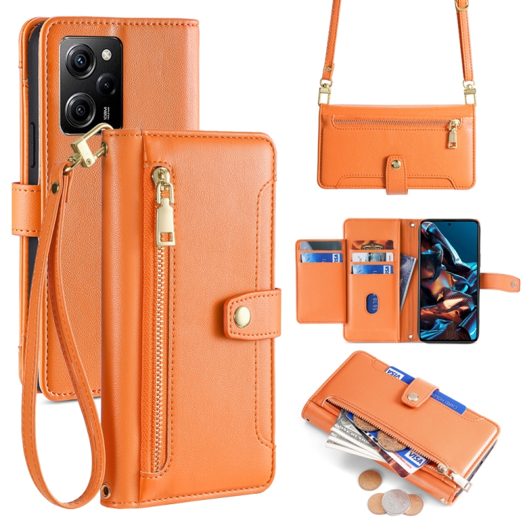 

For Xiaomi Redmi Note 12 Pro Speed Sheep Texture Cross-body Zipper Wallet Leather Phone Case(Orange)