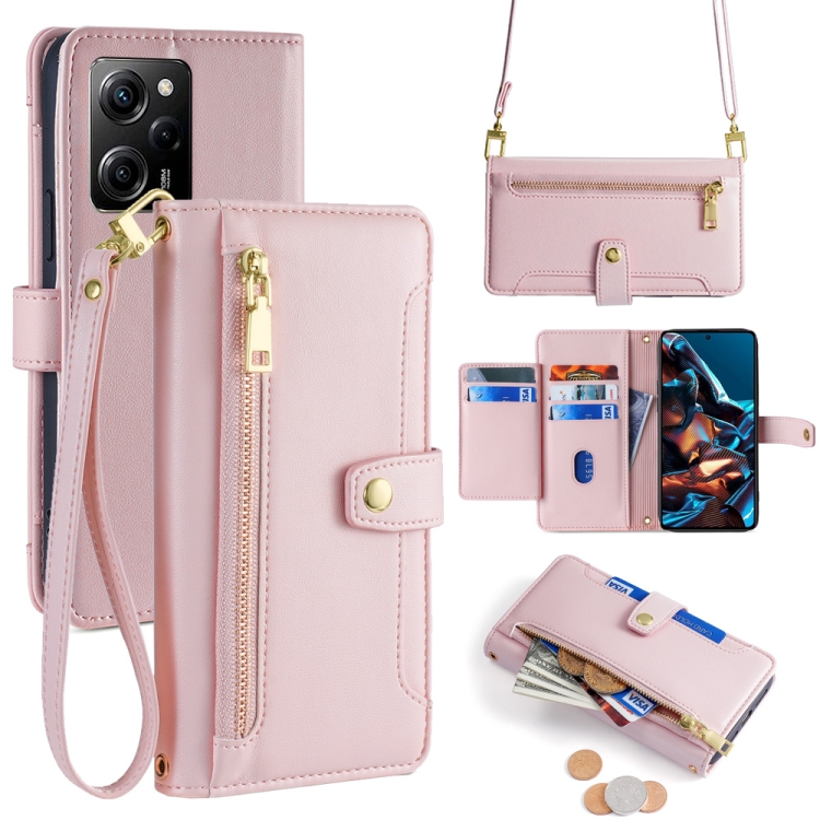 

For Xiaomi Redmi Note 12 Pro Speed Sheep Texture Cross-body Zipper Wallet Leather Phone Case(Pink)
