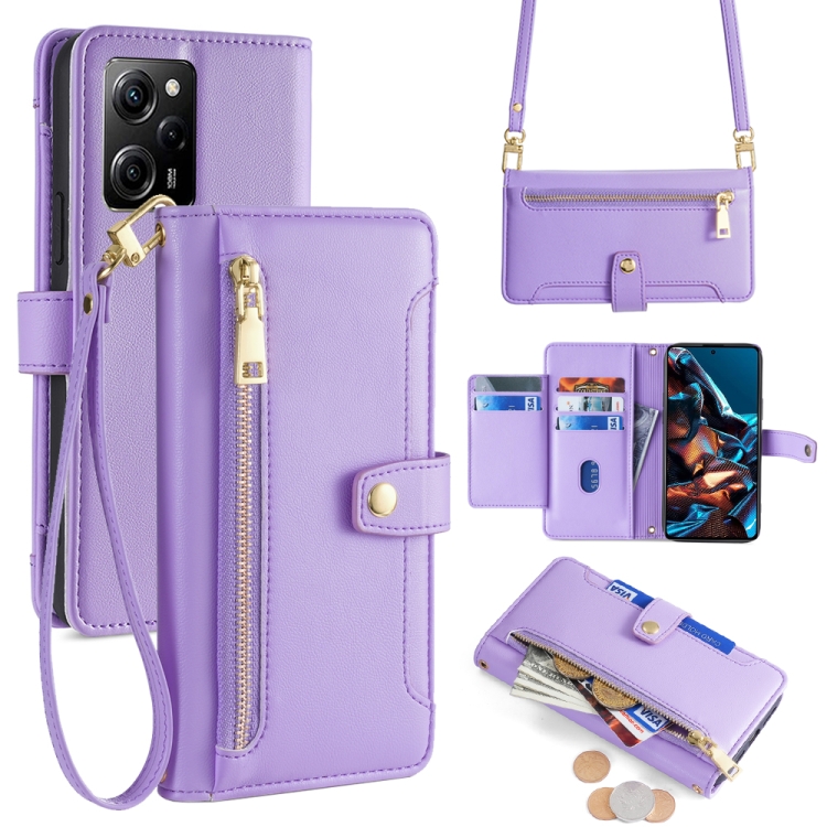 

For Xiaomi Redmi Note 12 Pro Speed Sheep Texture Cross-body Zipper Wallet Leather Phone Case(Purple)