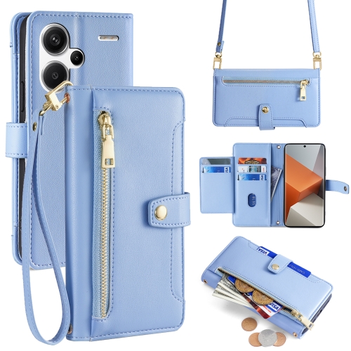

For Xiaomi Redmi Note 13 Pro+ 5G Sheep Texture Cross-body Zipper Wallet Leather Phone Case(Blue)
