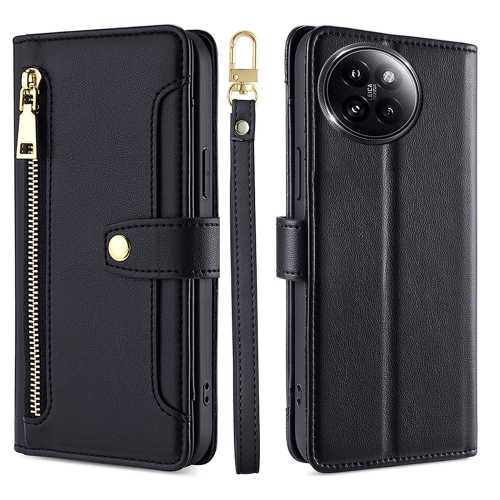 

For Xiaomi Civi 4 Pro Sheep Texture Cross-body Zipper Wallet Leather Phone Case(Black)