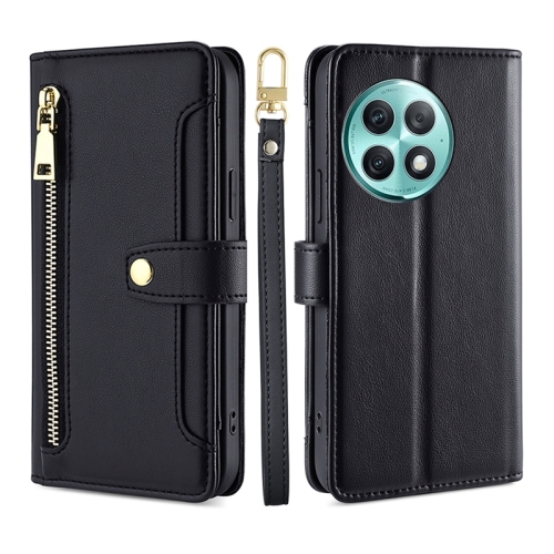 

For OnePlus Ace 2 Pro Lite Sheep Texture Cross-body Zipper Wallet Leather Phone Case(Black)