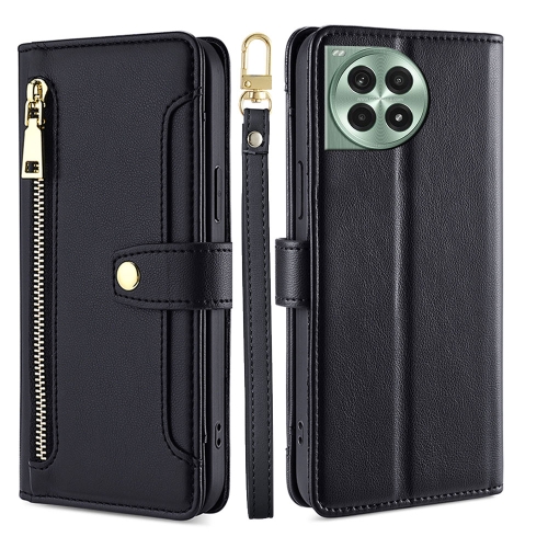 

For OnePlus Ace 3 Pro 5G Sheep Texture Cross-body Zipper Wallet Leather Phone Case(Black)