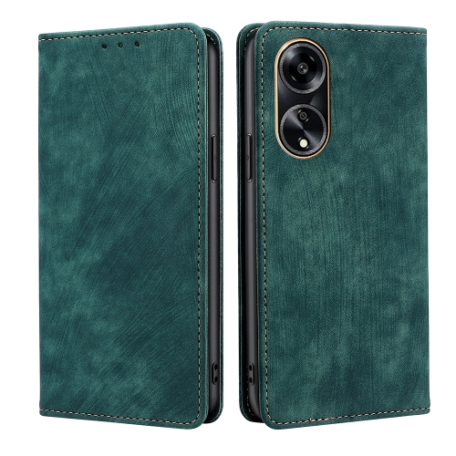 

For OPPO A1 5G RFID Anti-theft Brush Magnetic Leather Phone Case(Green)