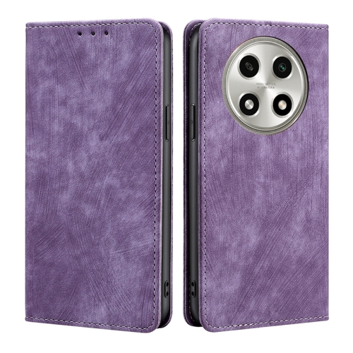 

For OPPO A2 Pro 5G RFID Anti-theft Brush Magnetic Leather Phone Case(Purple)