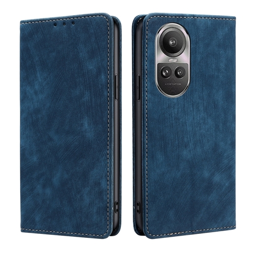 

For OPPO Reno10 5G / Reno10 Pro 5G Global RFID Anti-theft Brush Magnetic Leather Phone Case(Blue)