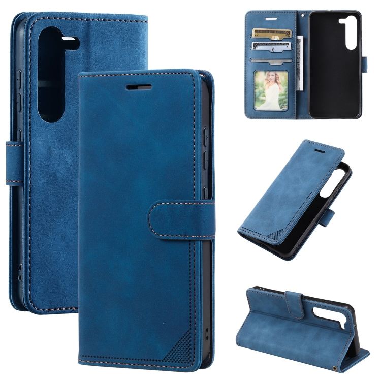 

For Samsung Galaxy S23+ 5G Skin Feel RFID Blocking Leather Phone Case(Blue)