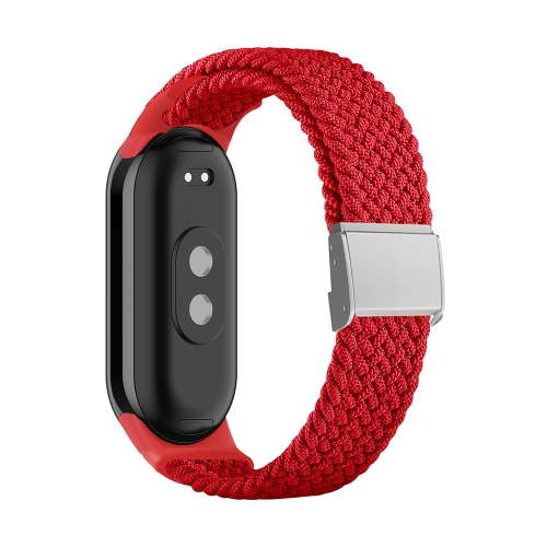 For Xiaomi Mi Band 8 Adjustable Nylon Braided Steel Buckle Watch Band(Red)
