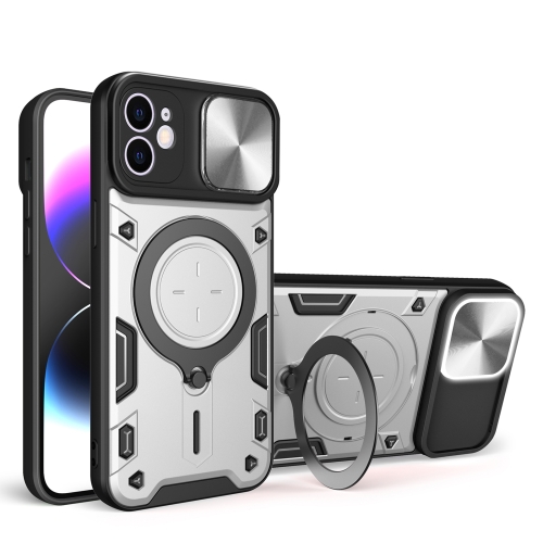 

For iPhone 11 CD Texture Sliding Camshield Magnetic Holder Phone Case(Silver)
