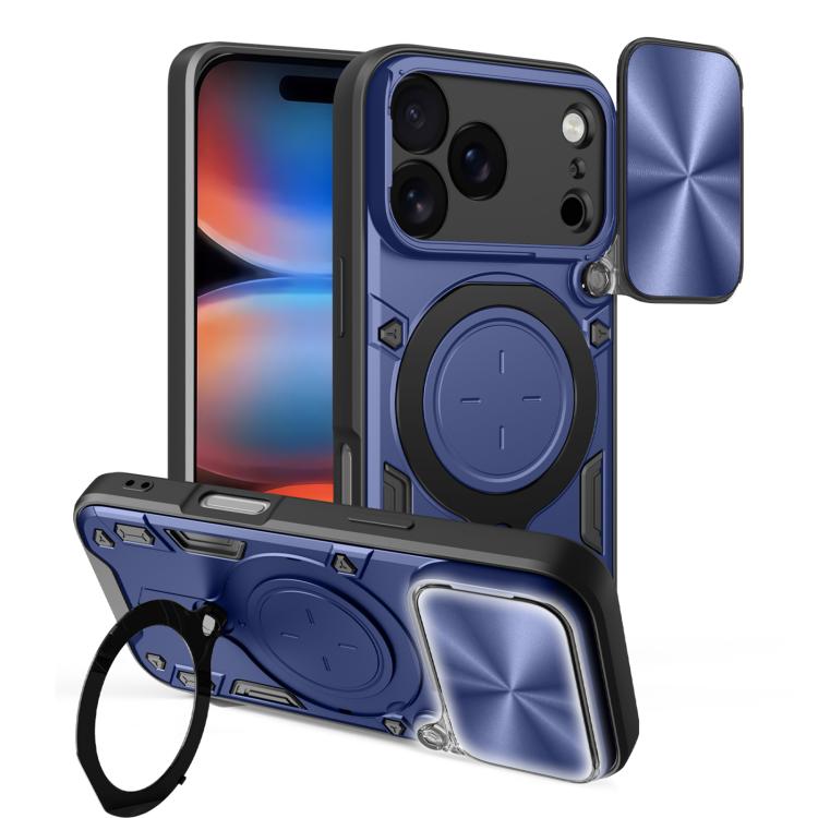 

For iPhone 17 Pro CD Texture Sliding Camshield Magnetic Holder Phone Case(Blue)