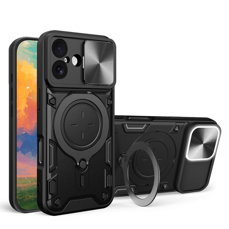 

For iPhone 17 CD Texture Sliding Camshield Magnetic Holder Phone Case(Black)
